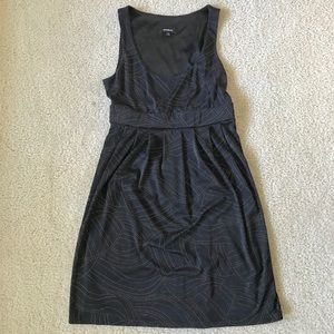 Express Black Empire Waist Dress Gold Bead Design